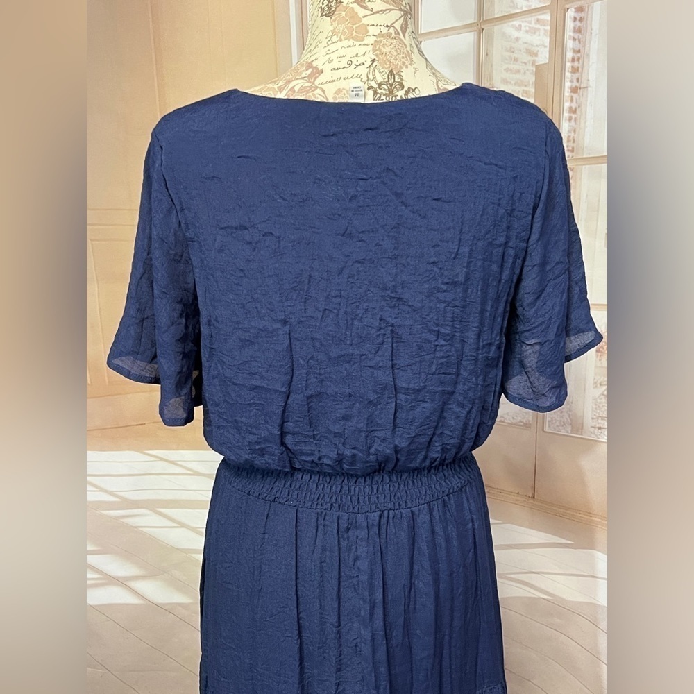 Luxology Dress Women's Medium Blue Maxi Dress Short Sleeve Size M. - Picture 4 of 13